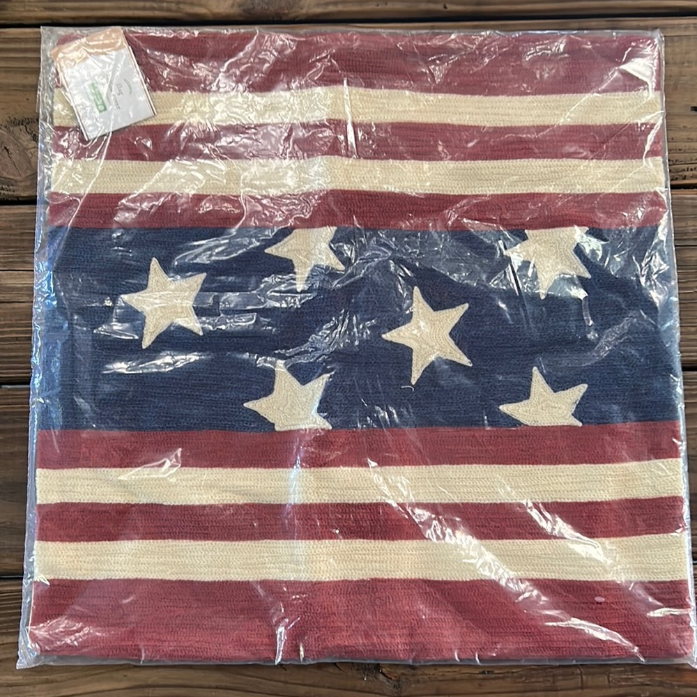 Pottery Barn Americana Red, White, and Blue Stars and Stripes Pillow Cover BN